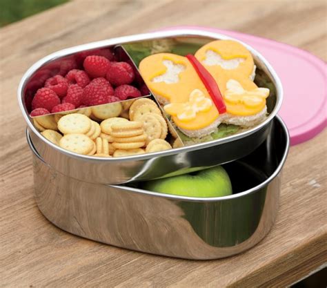 metal bento lunch box pottery barn|metal stackable lunch box.